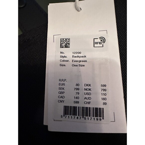 RAINS Waterproof Backpack Evergreen 12200 Black Straps New Tags 19x12x5 - Picture 11 of 11